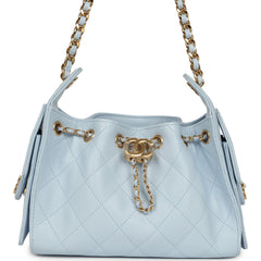 Chanel Mini 25 Hobo Bag Light Blue Caviar Gold Hardware