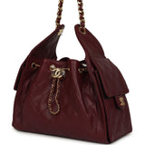 Chanel Small 25 Hobo Bag Dark Burgundy Shiny Caviar Gold Hardware - Thumbnail View 5