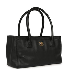 Pre-owned Chanel Small Executive Cerf Tote Bag Black Grained Calfskin Gold Hardware