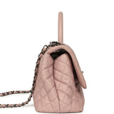 Pre-owned Chanel Medium Coco Handle Flap Bag Blush Caviar Aged Ruthenium Hardware - Thumbnail View 3