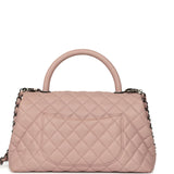 Pre-owned Chanel Medium Coco Handle Flap Bag Blush Caviar Aged Ruthenium Hardware - Thumbnail View 4