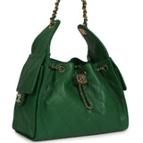 Chanel Small 25 Hobo Bag Green Caviar Gold Hardware - Thumbnail View 2