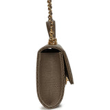 Chanel Long Top Handle Clutch with Chain Dark Khaki Lizard Embossed Calfskin Gold Hardware - Thumbnail View 3