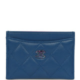 Chanel Classic Card Holder Dark Blue Lambskin Rainbow Hardware - Thumbnail View 1