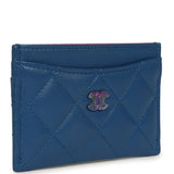 Chanel Classic Card Holder Dark Blue Lambskin Rainbow Hardware - Thumbnail View 2