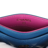 Chanel Classic Card Holder Dark Blue Lambskin Rainbow Hardware - Thumbnail View 8