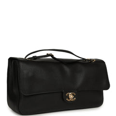 Chanel Maxi "Souplissimo" Small Flap Bag Black Grained Calfskin Gold Hardware