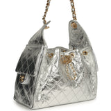 Chanel Small 25 Hobo Bag Silver Metallic Calfskin Gold Hardware - Thumbnail View 2