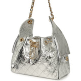 Chanel Small 25 Hobo Bag Silver Metallic Calfskin Gold Hardware - Thumbnail View 5