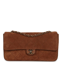 Chanel Maxi "Souplissimo" Small Flap Bag Camel Suede Gold Hardware