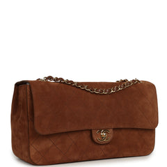 Chanel Maxi "Souplissimo" Small Flap Bag Camel Suede Gold Hardware