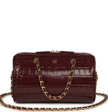 Chanel Mini Timeless Classic Barrel Bag with Chain Dark Burgundy Croco Embossed Calfskin Gold Hardware - Thumbnail View 1