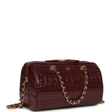 Chanel Mini Timeless Classic Barrel Bag with Chain Dark Burgundy Croco Embossed Calfskin Gold Hardware - Thumbnail View 2