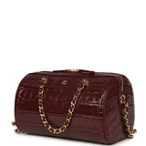 Chanel Mini Timeless Classic Barrel Bag with Chain Dark Burgundy Croco Embossed Calfskin Gold Hardware - Thumbnail View 5