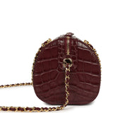 Chanel Mini Timeless Classic Barrel Bag with Chain Dark Burgundy Croco Embossed Calfskin Gold Hardware - Thumbnail View 3