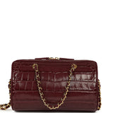 Chanel Mini Timeless Classic Barrel Bag with Chain Dark Burgundy Croco Embossed Calfskin Gold Hardware - Thumbnail View 4