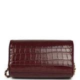 Chanel Mini Timeless Classic Barrel Bag with Chain Dark Burgundy Croco Embossed Calfskin Gold Hardware - Thumbnail View 6