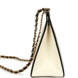 Chanel "Shop By Night" Clutch Bag White, Black Printed Calfskin Gold Hardware - Thumbnail View 3