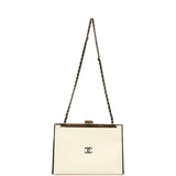 Chanel "Shop By Night" Clutch Bag White, Black Printed Calfskin Gold Hardware - Thumbnail View 7