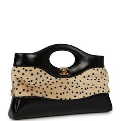 Chanel "Cheetah Print" 31 Shopper Beige Calf Hair, Black Shiny Lambskin Gold Hardware