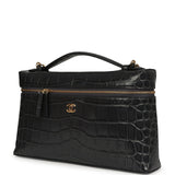 Chanel Large Top Handle Long Vanity Case Grey Croc Embossed Calfskin Gold Hardware - Thumbnail View 5