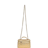 Chanel Top Handle Long Vanity Case with Chain Gold Metallic Caviar Silver Hardware - Thumbnail View 7