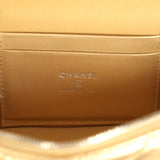 Chanel Top Handle Long Vanity Case with Chain Gold Metallic Caviar Silver Hardware - Thumbnail View 9