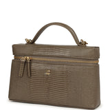 Chanel Top Handle Long Vanity Case with Chain Dark Khaki Lizard Embossed Calfskin Gold Hardware - Thumbnail View 5