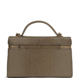 Chanel Top Handle Long Vanity Case with Chain Dark Khaki Lizard Embossed Calfskin Gold Hardware - Thumbnail View 4