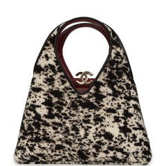 Chanel Small Chic Lady "Dalmatian Print" Shopping Bag Black, White Pony Hair Gold Hardware