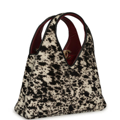Chanel Small Chic Lady "Dalmatian Print" Shopping Bag Black, White Pony Hair Gold Hardware