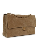 Chanel Maxi "Souplissimo" Large Flap Bag Dark Beige Suede Gold Hardware - Thumbnail View 2