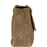 Chanel Maxi "Souplissimo" Large Flap Bag Dark Beige Suede Gold Hardware - Thumbnail View 3