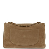 Chanel Maxi "Souplissimo" Large Flap Bag Dark Beige Suede Gold Hardware - Thumbnail View 4