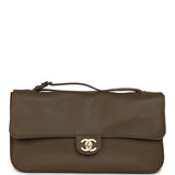 Chanel Maxi "Souplissimo" Small Flap Bag Dark Khaki Grained Calfskin Gold Hardware - Thumbnail View 1