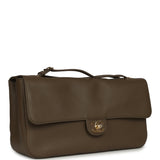 Chanel Maxi "Souplissimo" Small Flap Bag Dark Khaki Grained Calfskin Gold Hardware - Thumbnail View 2