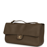 Chanel Maxi "Souplissimo" Small Flap Bag Dark Khaki Grained Calfskin Gold Hardware - Thumbnail View 5