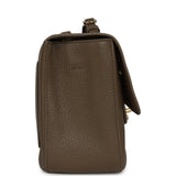 Chanel Maxi "Souplissimo" Small Flap Bag Dark Khaki Grained Calfskin Gold Hardware - Thumbnail View 3