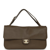 Chanel Maxi "Souplissimo" Small Flap Bag Dark Khaki Grained Calfskin Gold Hardware - Thumbnail View 7