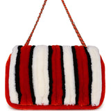 Chanel Maxi Coco Beach Stripe Flap Bag Orange, White and Black Raffia Gold Hardware - Thumbnail View 4