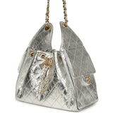 Chanel Small 25 Hobo Bag Silver Metallic Calfskin Gold Hardware - Thumbnail View 5