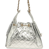 Chanel Small 25 Hobo Bag Silver Metallic Calfskin Gold Hardware - Thumbnail View 4