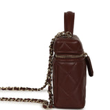 Chanel Top Handle Long Vanity Case with Chain Brown Lambskin Light Gold Hardware - Thumbnail View 3