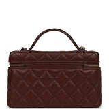 Chanel Top Handle Long Vanity Case with Chain Brown Lambskin Light Gold Hardware - Thumbnail View 4