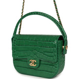 Chanel Mini Top Handle "Turn Around" Flap Bag Green Croc Embossed Calfskin Gold Hardware - Thumbnail View 5
