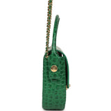 Chanel Mini Top Handle "Turn Around" Flap Bag Green Croc Embossed Calfskin Gold Hardware - Thumbnail View 3