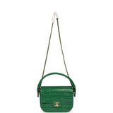 Chanel Mini Top Handle "Turn Around" Flap Bag Green Croc Embossed Calfskin Gold Hardware - Thumbnail View 6