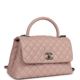 Pre-owned Chanel Medium Coco Handle Flap Bag Blush Caviar Aged Ruthenium Hardware - Thumbnail View 2