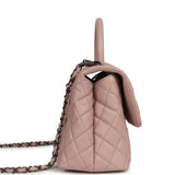 Pre-owned Chanel Medium Coco Handle Flap Bag Blush Caviar Aged Ruthenium Hardware - Thumbnail View 3