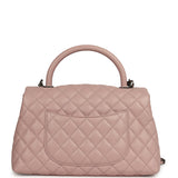 Pre-owned Chanel Medium Coco Handle Flap Bag Blush Caviar Aged Ruthenium Hardware - Thumbnail View 4